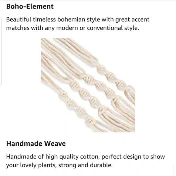 🆕3pc Modern BÖHÖ Macramé Plant Hangers Uniquely Hand Crafted [Indoors/Outdoors]